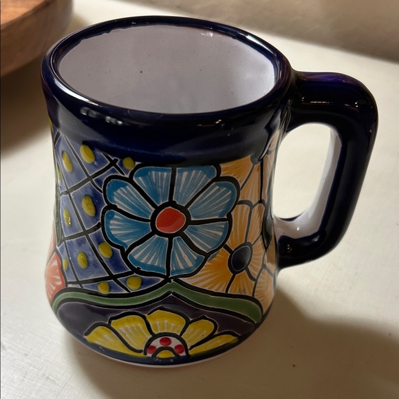 Talavera Other - Hand-Painted Floral Ceramic Mug - Blue